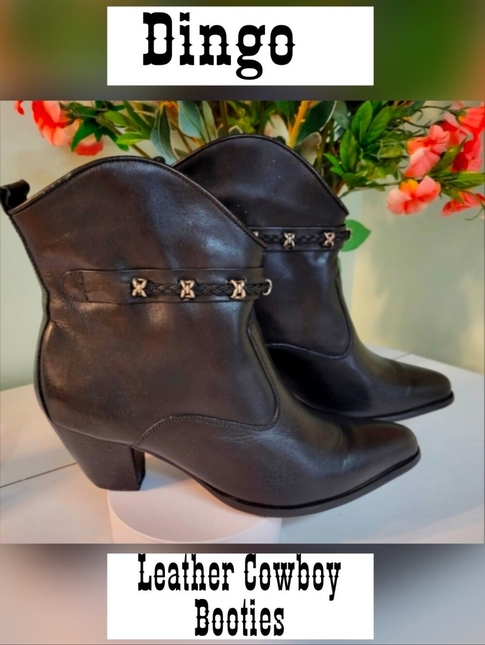 Dingo leather western boots short ankle height booties cowboy VTF EUC
